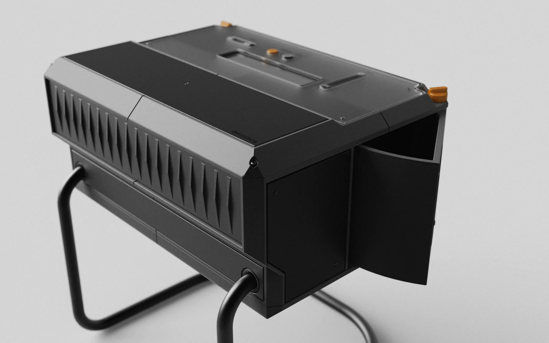 Alternate Echostand direction, louvered side panel with extended side drawer