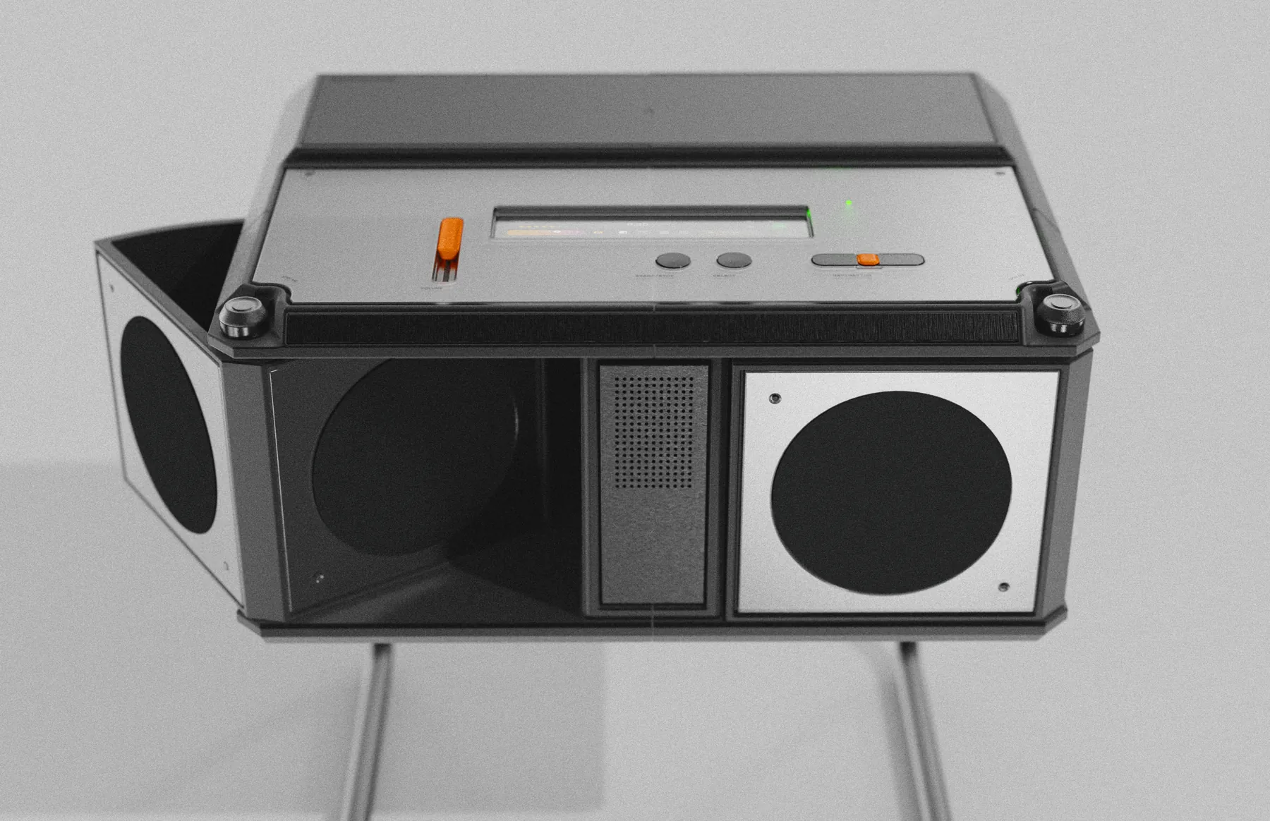 Echostand, retro boombox nightstand hero render