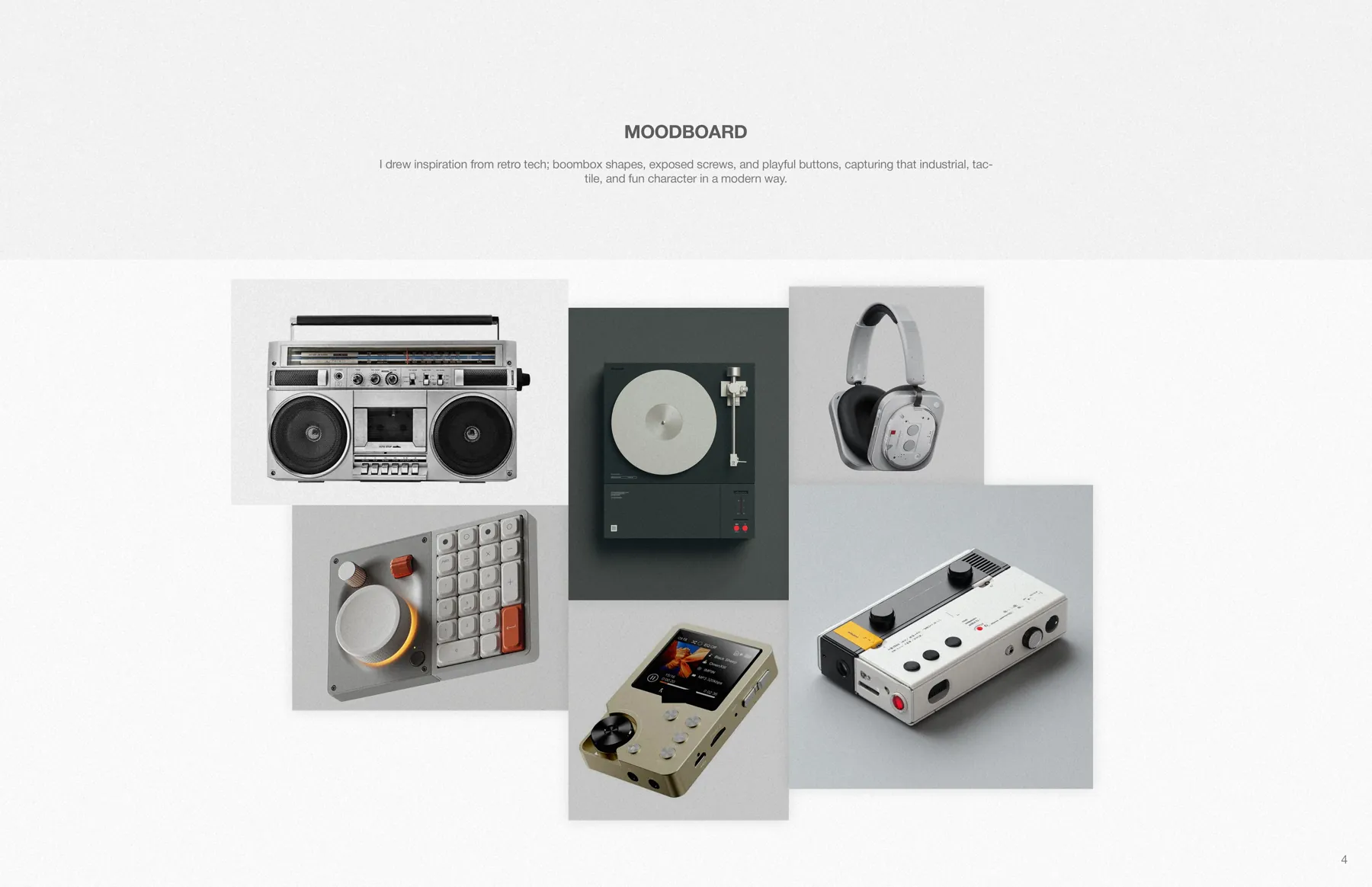 Moodboard, retro audio hardware as form-language reference
