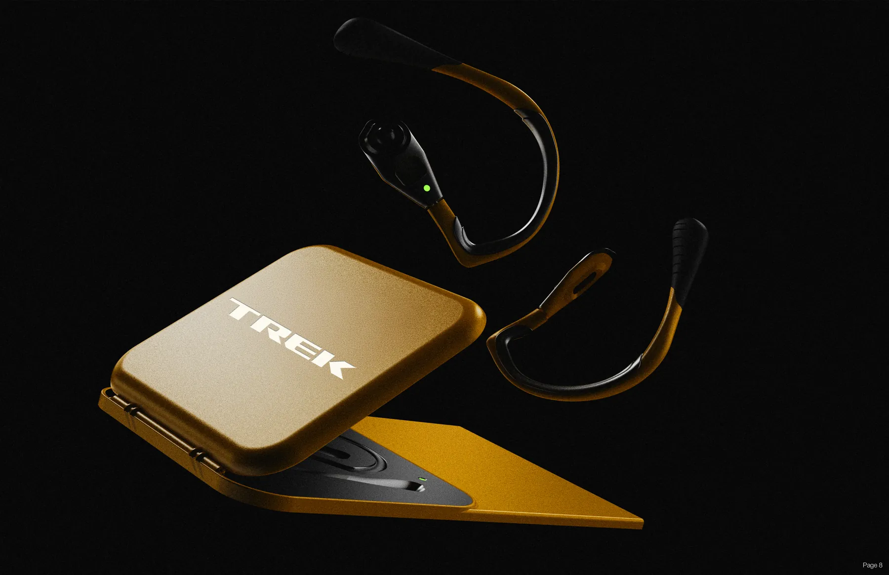 EV earbuds and MagSafe case, hero render