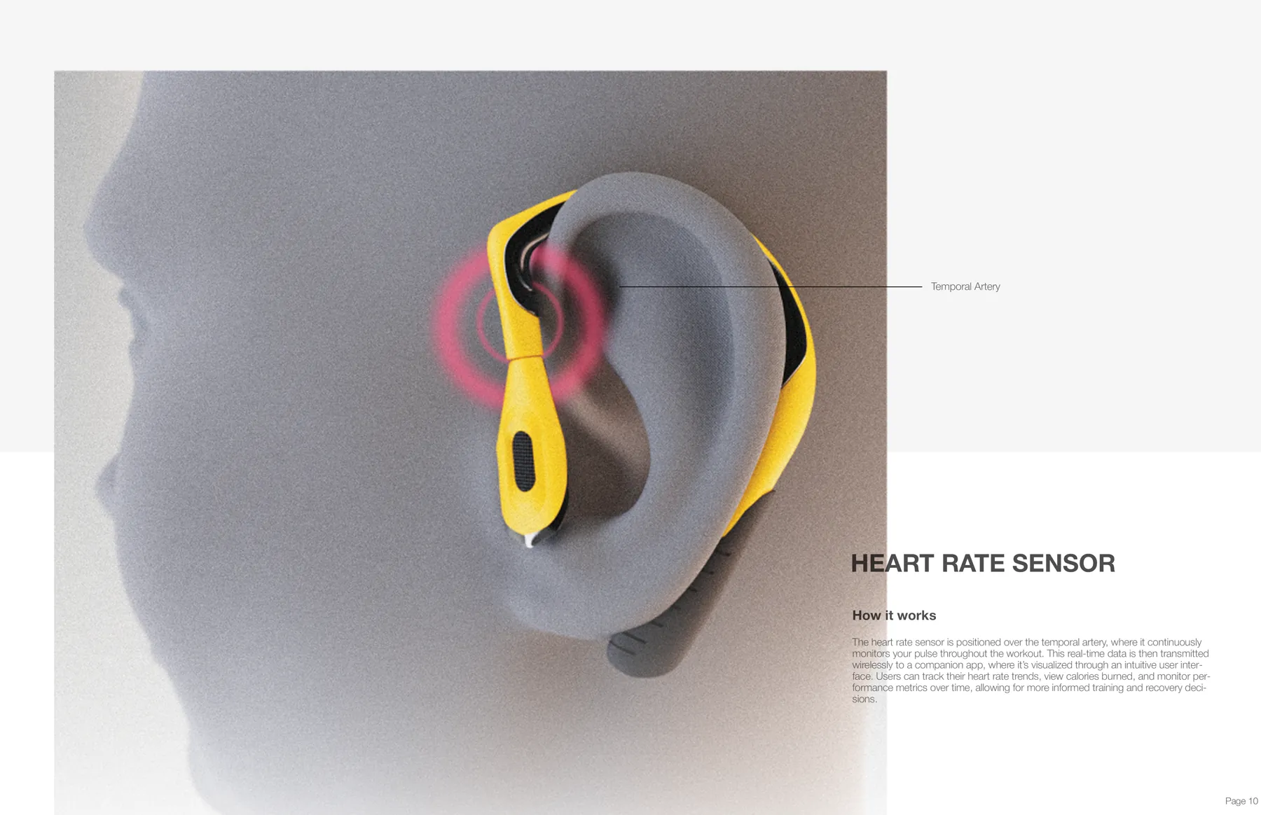 Heart-rate sensor position against the temporal artery