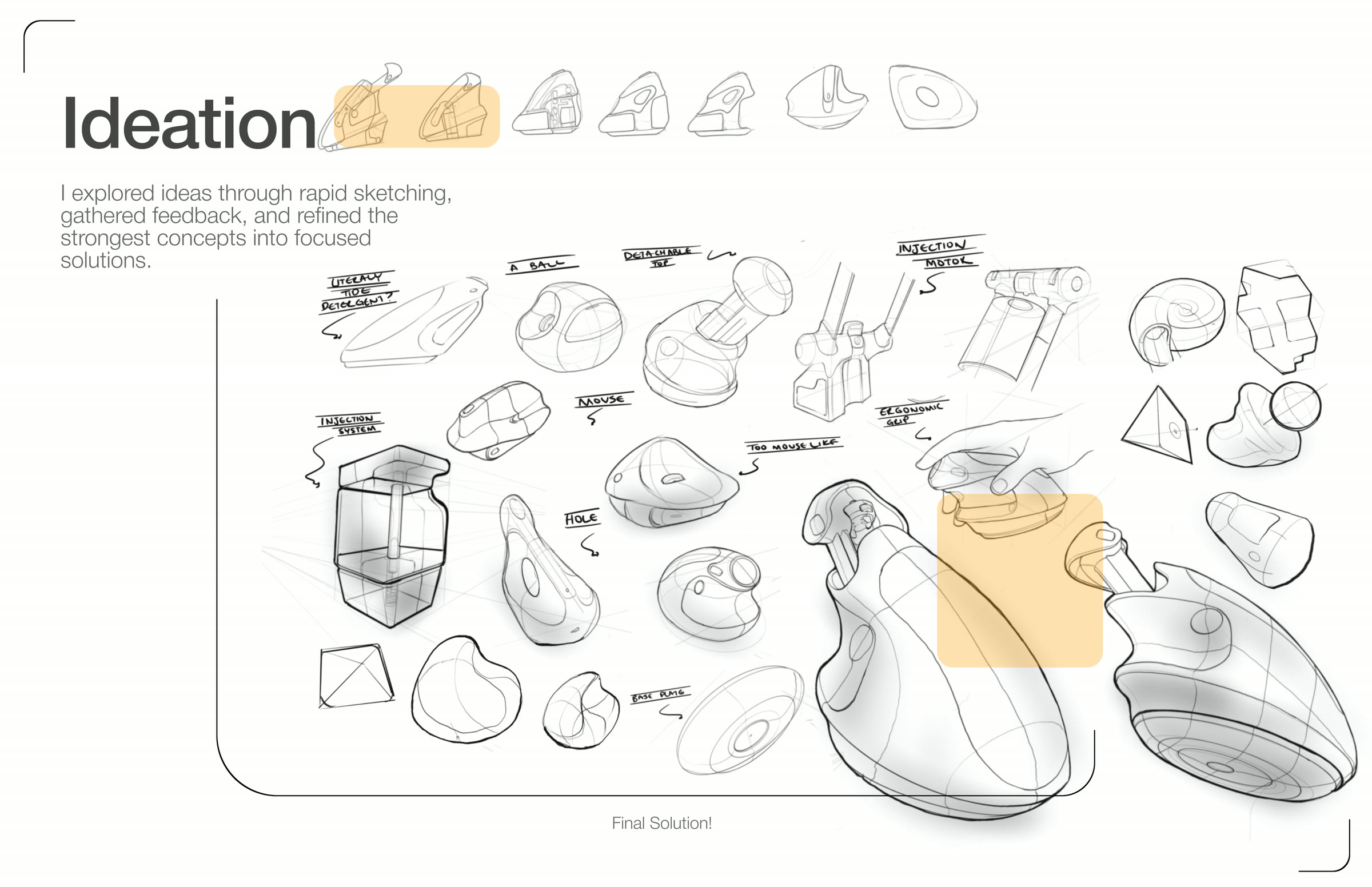 Ideation sketches, form exploration for Gentra