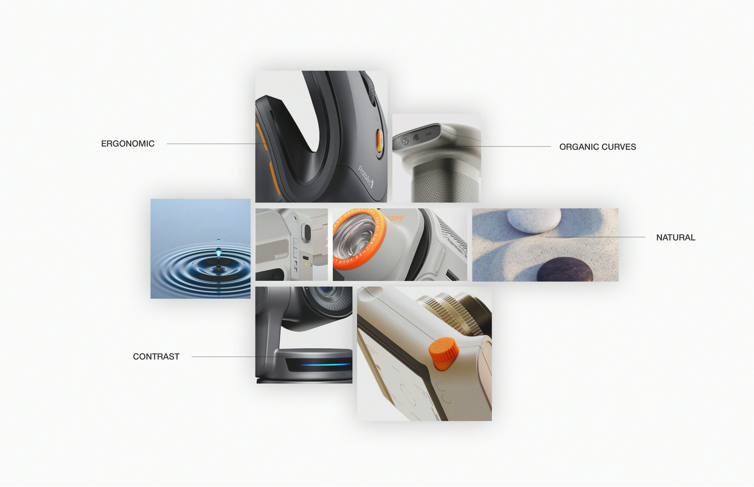 Reference board, organic, ergonomic, natural, warm contrast