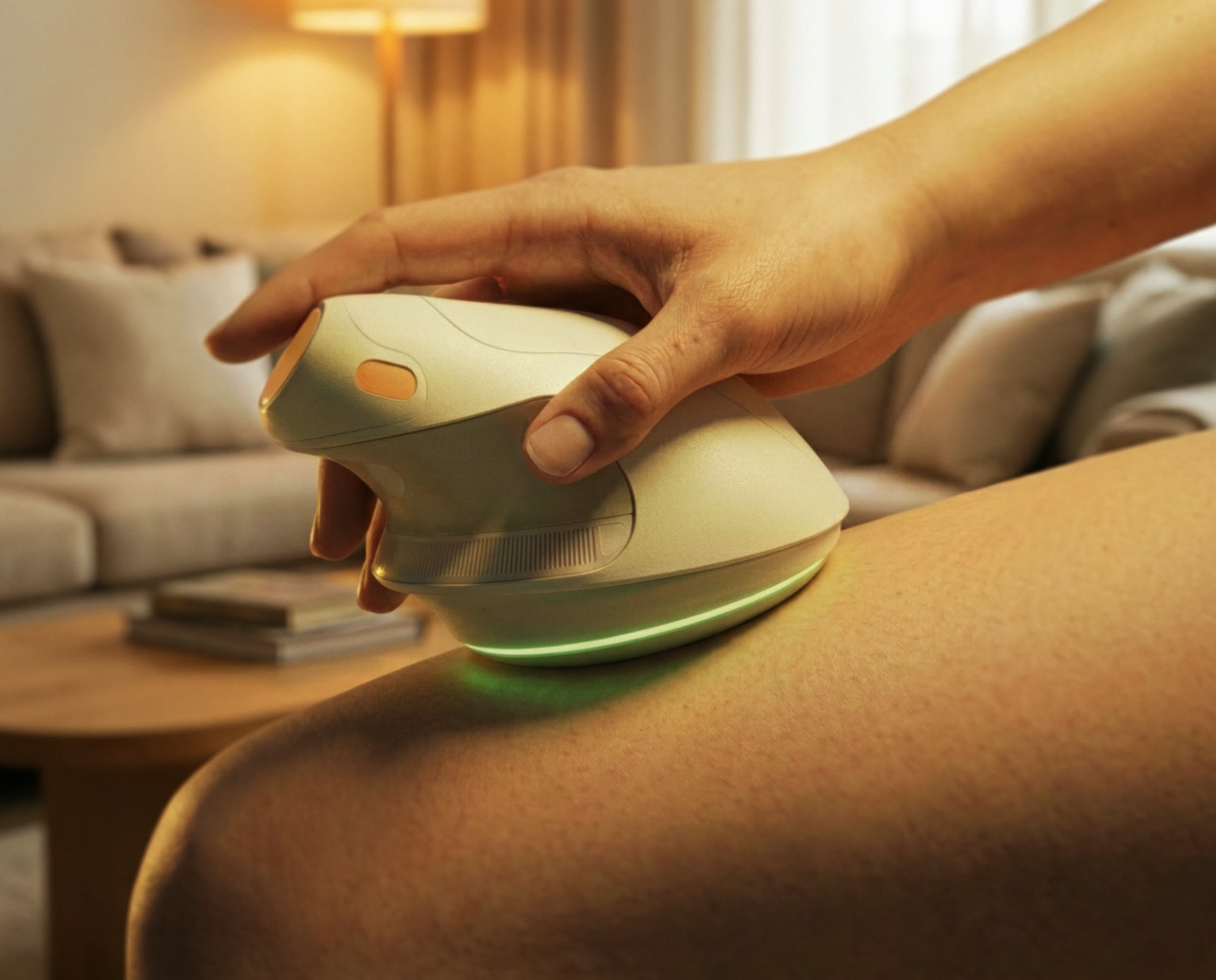 Gentra device positioned against the body for an injection